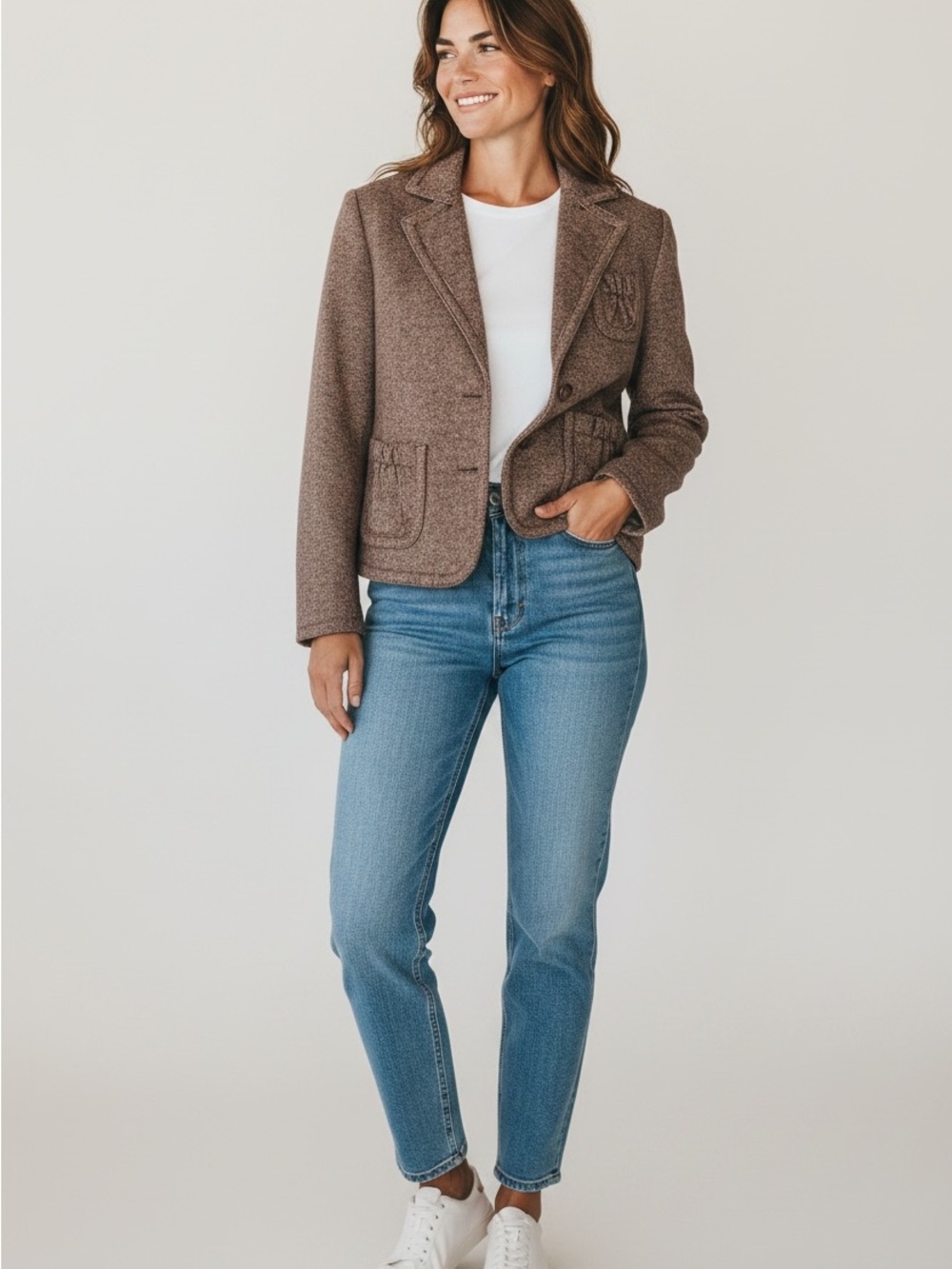 Banana Republic Brown Tweed Single-Breasted Blazer